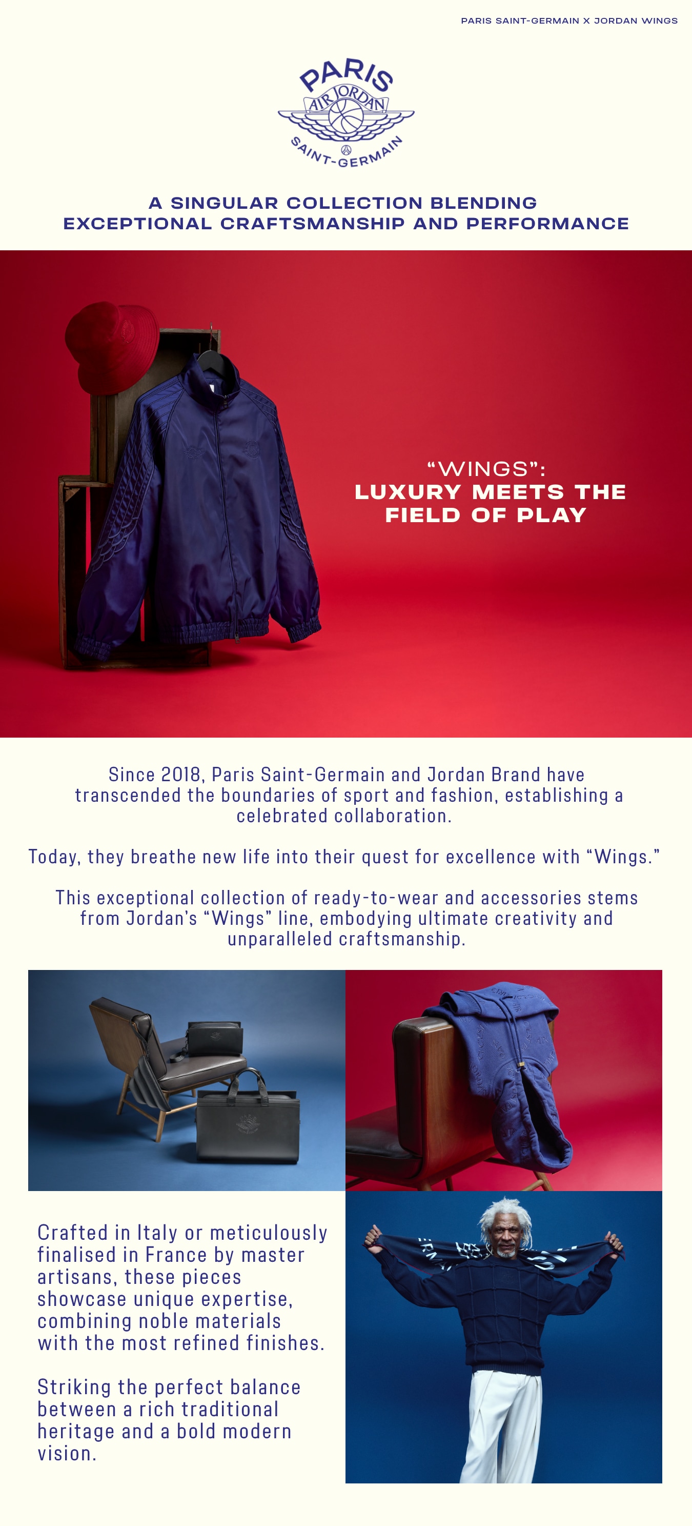 PSG x Jordan Wings Blend Cashmere Track Jacket - Blue Void